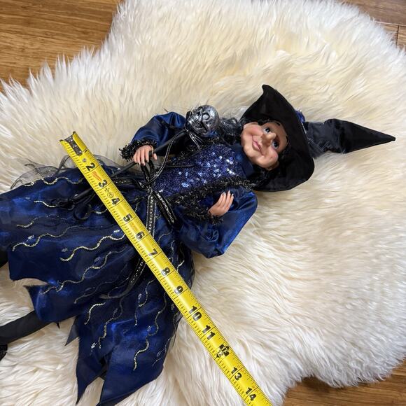 Broomstick Blvd. Halloween Shelf Sitting Witch Magic Skull Scepter Blue Black - Picture 7 of 16